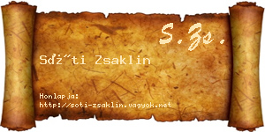 Sóti Zsaklin névjegykártya